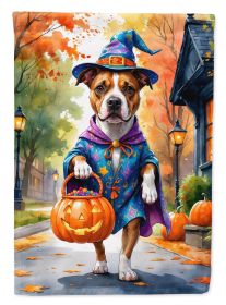 Pit Bull Terrier Halloween Trick or Treat Garden Flag Mailbox Flag Decorative Yard Flag Banner Outside Patio Artwork Yard Flower Beds, Garden Size