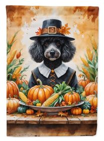 Black Poodle Thanksgiving House Flag Large Porch Sleeve Pole Decorative Outside Yard Banner Artwork Wall Hanging, Polyester, House Size, Multicolor