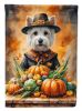 Westie Thanksgiving House Flag Large Porch Sleeve Pole Decorative Outside Yard Banner Artwork Wall Hanging, Polyester, House Size, Multicolor