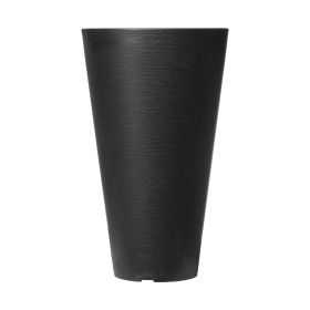 VEVOR Set of 2 Tall Planter for Outdoor Indoor Plants 24inch, Black Round Large Planters for Front Porch, Patio, Tall Taper Flower Tree Plant Pots wit