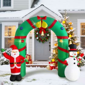 Christmas Inflatables Archway with Build in LED Light 7.9 Ft Inflatable Santa Claus and Snowman Arch Indoor and Outdoor Holiday Decorations Winter Yar