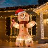HOMCOM 8ft Christmas Inflatable Gingerbread Man with Candy Cane and LED Lights | Outdoor Blow-Up Yard Decoration