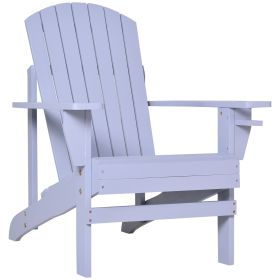 Wooden Adirondack Chair with Cup Holder – Outdoor Patio Lawn Furniture