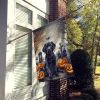 Black Labrador Retriever Spooky Halloween House Flag Large Porch Sleeve Pole Decorative Outside Yard Banner Artwork Wall Hanging, Polyester