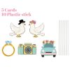 5Pcs Wedding Theme Party Yard Signs with Stakes Pigeon Ring Camera Pattern Road Decoration Wedding Reception Plastic Welcome Sign Large Bridal Shower