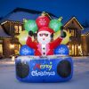 6 Feet Inflatable DJ Santa with Rotating Music Light and Flashing LEDs