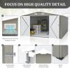 Campcraft Outdoor Storage Shed 10×14 FT with 3 Lockable Doors,Utility Tool Shed Metal Storage Garden Sheds Frame and 4 Vents,for Backyard,Patio,Lawn,L