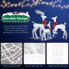 3PCS Family Reindeer Christmas Decoration with Golden Iron Frame & Cotton Thread – Lighted Holiday Yard Elk Ornaments