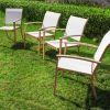 Set of 4 Stackable Outdoor Patio Dining Chairs — Wrought Iron & Textilene