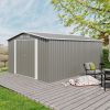 Campcraft Outdoor Storage Shed 10×14 FT with 3 Lockable Doors,Utility Tool Shed Metal Storage Garden Sheds Frame and 4 Vents,for Backyard,Patio,Lawn,L
