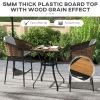 Outsunny 28" Outdoor Bar Table Brown Patio Furniture with Metal Frame Square Garden Table with Plastic Wood Grain Effect