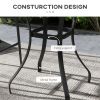 Outsunny 28" Outdoor Bar Table Brown Patio Furniture with Metal Frame Square Garden Table with Plastic Wood Grain Effect