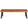 1PC Patio Acacia Wood Dining Bench Seat with Steel Legs