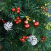 22.5-Inch Pre-Lit Artificial Pine Trees (2-Pack) | Cordless Outdoor Christmas Trees with 24 Warm White LED Lights & Decorative Accents