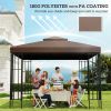 Outsunny 10' x 10' Gazebo Replacement Canopy 2 Tier Top UV Cover Pavilion Garden Patio Outdoor Coffee (TOP ONLY)