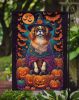 Tibetan Spaniel Witchy Halloween Garden Flag Mailbox Flag Decorative Yard Flag Banner Outside Patio Artwork Yard Flower Beds, Garden Size, Multicolor