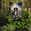Bernese Mountain Dog Spooky Halloween Garden Flag Mailbox Flag Decorative Yard Flag Banner Outside Patio Artwork Yard Flower Beds, Garden Size
