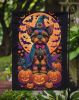Yorkie Witchy Halloween Garden Flag Mailbox Flag Decorative Yard Flag Banner Outside Patio Artwork Yard Flower Beds, Garden Size, Multicolor