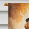 Golden Retriever Thanksgiving House Flag Large Porch Sleeve Pole Decorative Outside Yard Banner Artwork Wall Hanging, Polyester, House Size