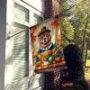 Chow Chow Thanksgiving House Flag Large Porch Sleeve Pole Decorative Outside Yard Banner Artwork Wall Hanging, Polyester, House Size, Multicolor