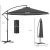 Outsunny 10' Cantilever Tilt Offset Patio Umbrella w/ UV & Water Safe Material & Cross Base (Weight Not Included), Gray