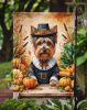Yorkshire Terrier Thanksgiving Garden Flag Mailbox Decorative Yard Banner Outside Patio Artwork for Flower Beds, Garden Size, Multicolor