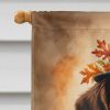 Chocolate Dachshund Thanksgiving House Flag Large Porch Sleeve Pole Decorative Outside Yard Banner Artwork Wall Hanging, Polyester, House Size