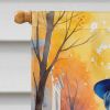 White Boxer Halloween Trick or Treat House Flag Large Porch Sleeve Pole Decorative Outside Yard Banner Artwork Wall Hanging, Polyester, House Size