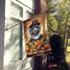 Grey Silver Poodle Thanksgiving House Flag Large Porch Sleeve Pole Decorative Outside Yard Banner Artwork Wall Hanging, Polyester, House Size