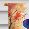 Red Dachshund Halloween Trick or Treat House Flag Large Porch Sleeve Pole Decorative Outside Yard Banner Artwork Wall Hanging, Polyester, House Size