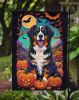 Bernese Mountain Dog Witchy Halloween Garden Flag Mailbox Flag Decorative Yard Flag Banner Outside Patio Artwork Yard Flower Beds, Garden Size