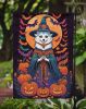 American Eskimo Witchy Halloween Garden Flag Mailbox Flag Decorative Yard Flag Banner Outside Patio Artwork Yard Flower Beds, Garden Size, Multicolor