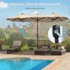 Double Sided Outdoor Market Umbrella with Crank Extra Large Patio Garden Pool Backyard Beach Umbrella Beige
