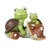 [only for pickup with a prepaid label]Garden Statue Cute Frog Face Turtles Figurines,Solar Powered Resin Animal Sculpture with 3 Led Lights for Patio,