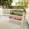 3 Tier Wooden Vertical Raised Garden Bed with Storage Shelf