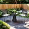 Modern Classic Cast Aluminum Outdoor Patio 2-Piece Dining Chairs, Textured Ember Black Finish, Ergonomic Lattice Backrest Design