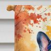 Black White French Bulldog Halloween Trick or Treat House Flag Large Porch Sleeve Pole Decorative Outside Yard Banner Artwork Wall Hanging, Polyester