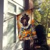 Chocolate Labrador Retriever Thanksgiving House Flag Large Porch Sleeve Pole Decorative Outside Yard Banner Artwork Wall Hanging, Polyester