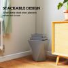 Outsunny Set of 3 MgO Tall Planters Indoor Outdoor Stackable Flower Pots with Drainage Holes for Garden Balcony Gray