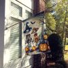 Calacas Skeletons Spooky Halloween House Flag Large Porch Sleeve Pole Decorative Outside Yard Banner Artwork Wall Hanging, Polyester, House Size