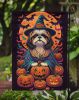 Shih Tzu Witchy Halloween Garden Flag Mailbox Flag Decorative Yard Flag Banner Outside Patio Artwork Yard Flower Beds, Garden Size, Multicolor