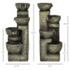 Outdoor Fountain with 4-Tier Stacked Stone Look Bowls, Cascading Waterfall, Adjustable Flow & LED Lights, Rustic Décor for Patio, Zen Garden, Backyard