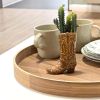(4 pack) 7.25" Artificial Cactus Succulent in Brown Ceramic Cowboy Boot Planter