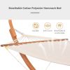 Outsunny Outdoor Hammock with Stand & Accessories, Heavy Duty Wooden Frame, Extra Large Sun Shade Canopy, Indoor Outside Boho Style Nap Bed, Natural C
