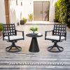 Modern Classic Outdoor Patio Cast Aluminum 2PCs Dining Swivel Rockers with Textured Ember Black Finish,Rocking-Rotating Motion,Lattice Design