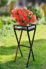 35.5" Gray Stone Slab Black / Gold Metal Plant Stand