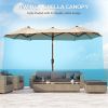 Double Sided Outdoor Market Umbrella with Crank Extra Large Patio Garden Pool Backyard Beach Umbrella Beige