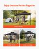 8'x5' Reinforced BBQ Grill Gazebo Canopy with Shelf & Awning Double-Tiered Top