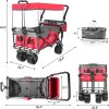 Collapsible Wagon 140L Wagons Carts Foldable with Removable Canopy, Folding Wagon Cart with Wheels for All-Terrain with Brake, Foldable Wagon with Coo
