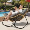 Outdoor Rocking Chair, Patio Egg Rocking Chair, Indoor Papasan Chair, Rattan Wicker Lounge Chair, Modern Royal Chair for Bedroom, Living Room, Porch